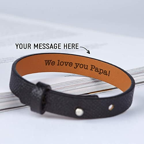 Leather Hidden Message Bracelet, Secret Message Bracelet for Him