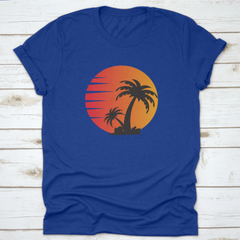 Palm Tree In A Beautiful Sunset, Beach Lover, Beach Logo, Palm Trees