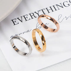 3mm Titanium Stainless Steel Rhombus Shape Ring Woman Geometric Jewelry V Grid Rose Gold Silver Color Size 4 To 10 New