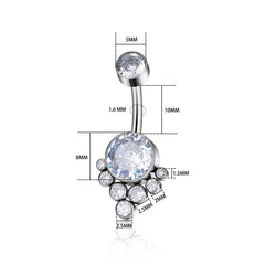 G23 Titanium Sexy Belly Button Ring Piercing Jewelry Navel Ring For Women F136 Double Bezel Setting Delicate Zircon Opal