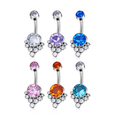 G23 Titanium Sexy Belly Button Ring Piercing Jewelry Navel Ring For Women F136 Double Bezel Setting Delicate Zircon Opal