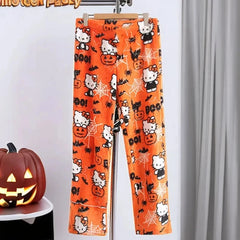 Girls Winter Sleepwear Hello Kitty Sanrio Y2K Pajama Pants Women Casual Home Pants Coral Fleece Soft Trousers Christmas Gift