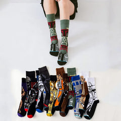 Movie Star Wars Men socks Master Yoda Obi-Wan Kenobi Cosplay Socks Wookiee Jedi Knight Women Socks 1pair Autumn Winter Stocking