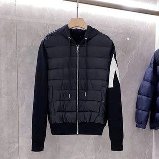 2024 New Fashion Stitching Light Down Jacket Black White Long-Sleeved...