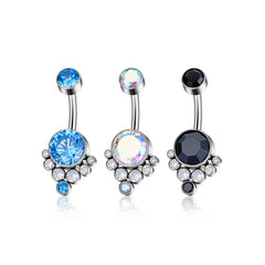 G23 Titanium Sexy Belly Button Ring Piercing Jewelry Navel Ring For Women F136 Double Bezel Setting Delicate Zircon Opal