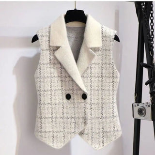 Autumn and Winter New Lapel Mink Vest Women's Wear Waist...