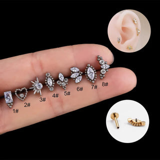 1PC G23 F136 Titanium Lip Piercing Flat Back Lip Stud...