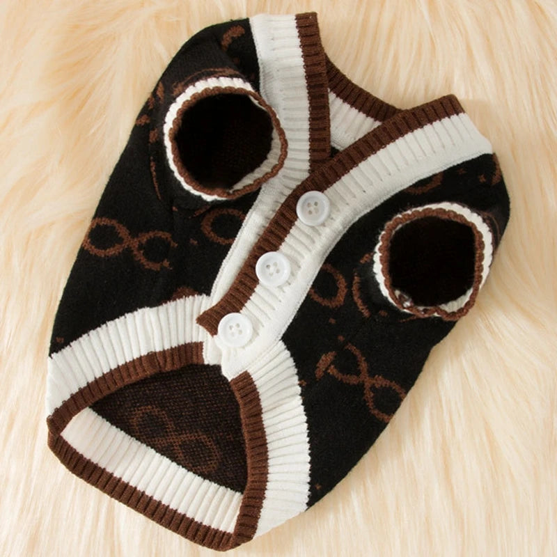 Luxury Dog Clothes for Small Dogs Winter Warm Dog Sweater Chihuahua French Bulldog Clothing Pet Items Knitted Cardigan Sweater