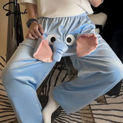 Lounge Pyjama Shorts 3D Ears Trunk Cartoon Lovely Elephant Loose Casual Plush Sleepwear Autumn Men Women Shot Pants Home Wear