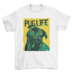 Cool t-shirt design that features a Serigraphy Dog qoute "PUG LIFE"