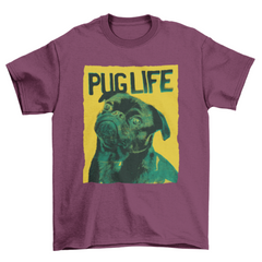 Cool t-shirt design that features a Serigraphy Dog qoute "PUG LIFE"